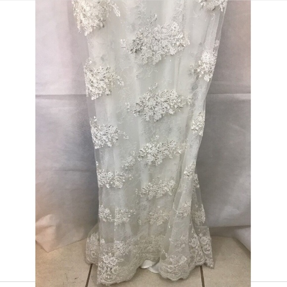 NEW! $748 Heartloom Andie Illusion‎ Side Lace Mermaid Gown Eggshell [ Small ] - Picture 6 of 11